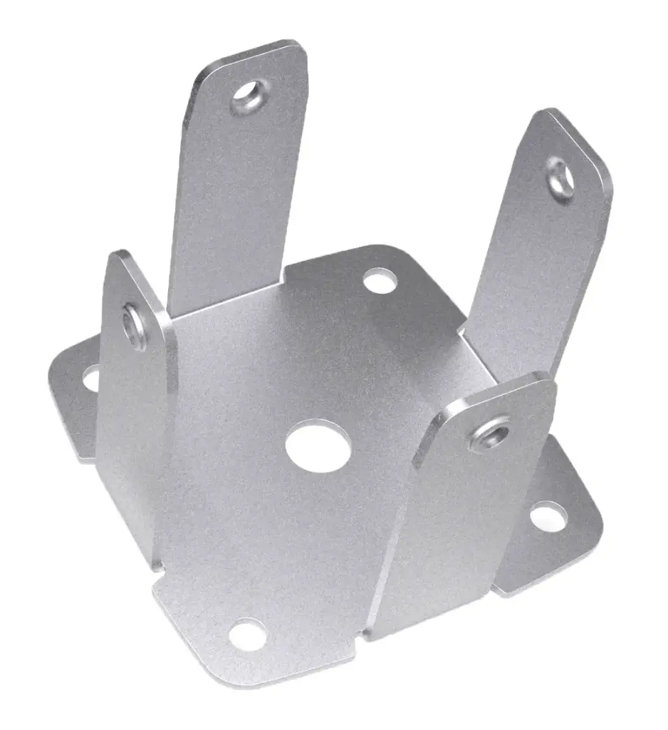 Base Poste Fijación 90° Acero Inoxidable 1,9mm. con Anclajes