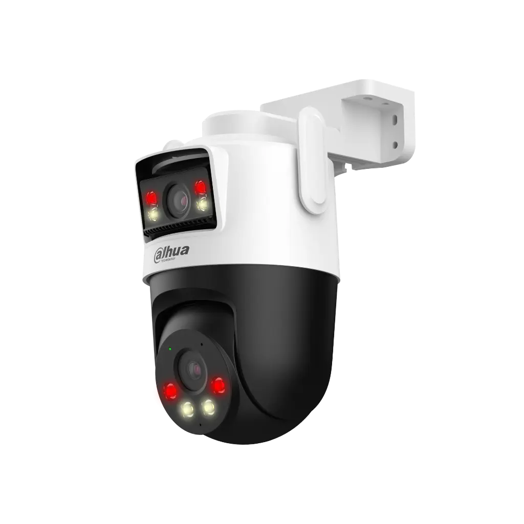 DOMO PT DE 3 MP CON LENTE DUAL, LENTE FIJO DE 2,8 MM Y LENTE PT DE 6MM; IR DE 30 M, CMOS 1/2,8", IP66 Y AUDIO 