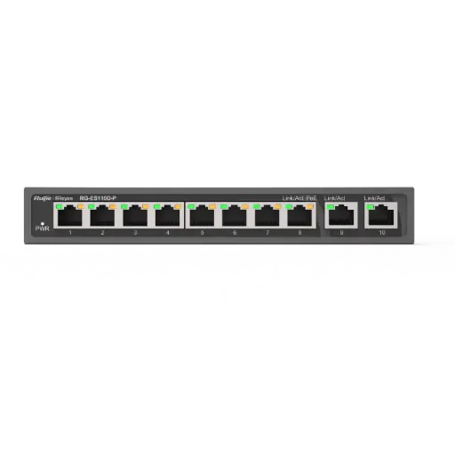 [RG-ES110D-P] SWITCH DE ESCRITORIO 10/100, NO ADM, POE 