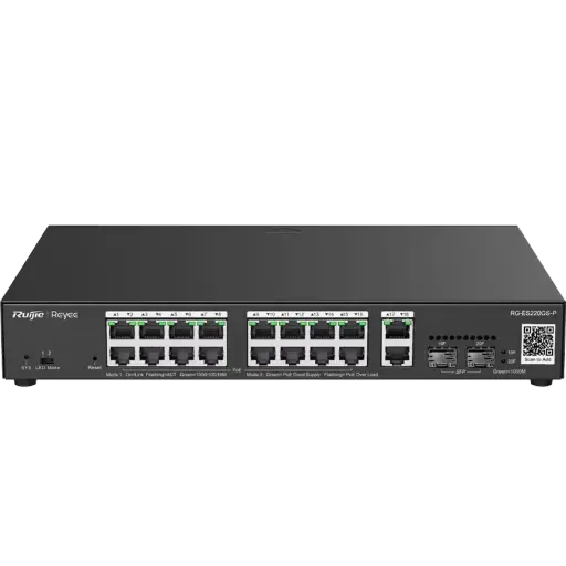 [RG-ES220GS-P] SWITCH DE RACK 10/100/1000 + UPLINK, ADM, POE 