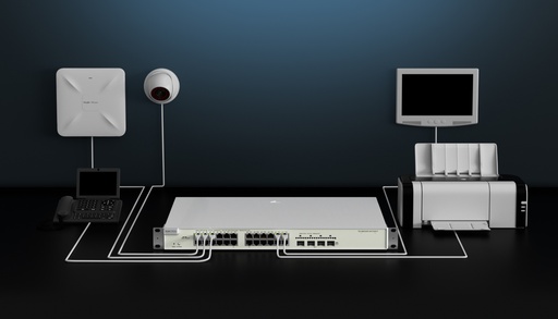 [RG-NBS5300-8MG2XS-UP] 8 puertos POE de 2,5G. 2 Puertos SFP+Puertos PoE++ compatibles con 802.3bt/at/af con una fuente de alimentación total de 370 W.