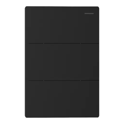 [MILAN-3CN-N] TECLA MILAN NEGRO MACROLED, 3 CANAL, 2 VIAS, AC 250V, 10A MAX. BASTIDOR METALICO