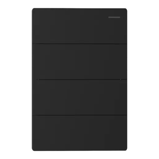 [MILAN-4CN-N] TECLA MILAN NEGRO MACROLED, 4 CANAL, 2 VIAS, AC 250V, 10A MAX. BASTIDOR METALICO