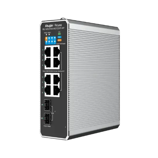 [RG-NIS2100-8GT2SFP-HP] Switch Industrial Administrable L2/L3 8xPoE/PoE+ GBE 2xSFP 200W
