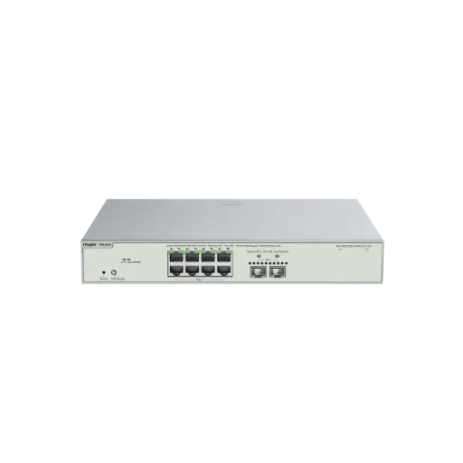 [RG-NBS5300-8MG2XS-UP] 8 puertos POE de 2,5G. 2 Puertos SFP+Puertos PoE++ compatibles con 802.3bt/at/af con una fuente de alimentación total de 370 W.