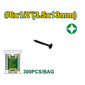 [JDXSO911] TORNILLO DRYWALL - PASO GRUESO - PHILLIPS - TAMAÑO: #6 X 1/2'' (3.5 X 13MM) - ACERO AL CARBONO DE ALTA CALIDAD - 300 UNIDADES / BOLSA